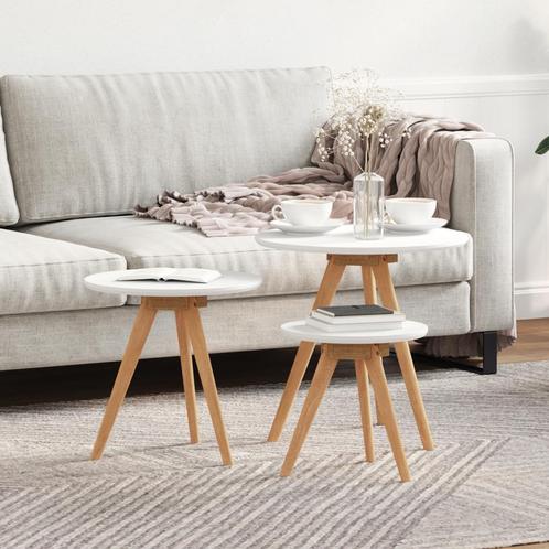 vidaXL Koffietafelset in Massief Walnoot en Engineered Hout, Huis en Inrichting, Tafels | Salontafels, Nieuw, Verzenden