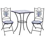 vidaXL 3-delige Bistroset mozaïek keramische tegel blauw en, Tuin en Terras, Verzenden, Nieuw