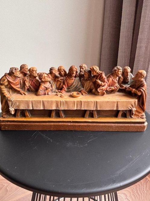 Figuur - Het laatste avondmaal - 26,5 cm - Hout, Antiek en Kunst, Antiek | Boeken en Manuscripten