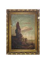 Europese school (XIX) - Italianate Landscape with Ruins –