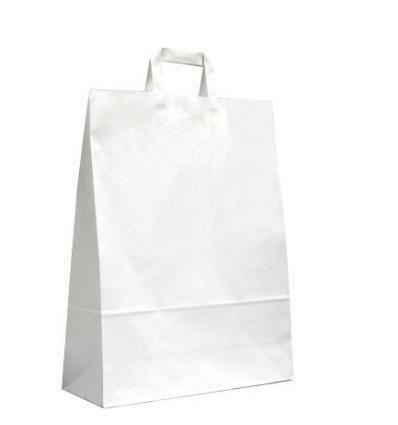 *TIP*  50 kleine witte papieren draagtassen met gedraaide h, Zakelijke goederen, Kantoor en Winkelinrichting | Winkel en Inventaris