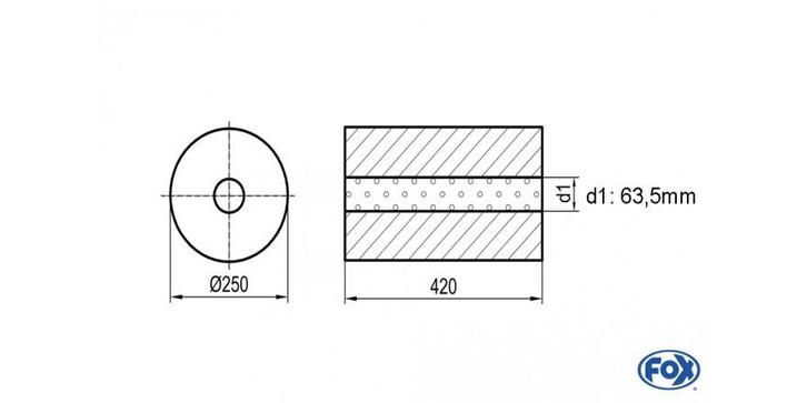 FOX Universele demper rond zonder mof - verwerking 784 Ø 250, Auto-onderdelen, Uitlaatsystemen, Nieuw, Verzenden