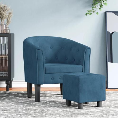 vidaXL Kuipstoel met voetenbank fluweel donkerblauw, Maison & Meubles, Fauteuils, Envoi