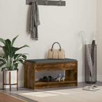 vidaXL Hallenbank met kussen met plank Gerookte Eik 83 x 38, Verzenden, Nieuw