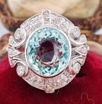 Ring Platina Aquamarijn - Diamant, Handtassen en Accessoires, Ringen, Nieuw