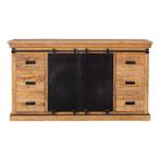 Dressoir Mangohout Milan 200 cm, Nieuw, 25 tot 50 cm, 200 cm of meer, Industriële meubels