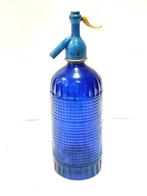 Fles - Antiek gesneden blauwe sifon