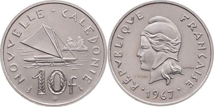 10 Franc 1967 New Caledonia KursMunt Probe nickel, Postzegels en Munten, Munten | Amerika, Verzenden