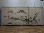 Paravent - Bois, Papier - Japon - paysage/fleur/oiseau, Antiek en Kunst
