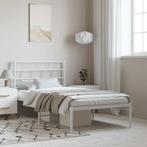 vidaXL Bedframe met hoofdbord metaal wit 100x190 cm, Huis en Inrichting, Slaapkamer | Bedden, Verzenden, Nieuw