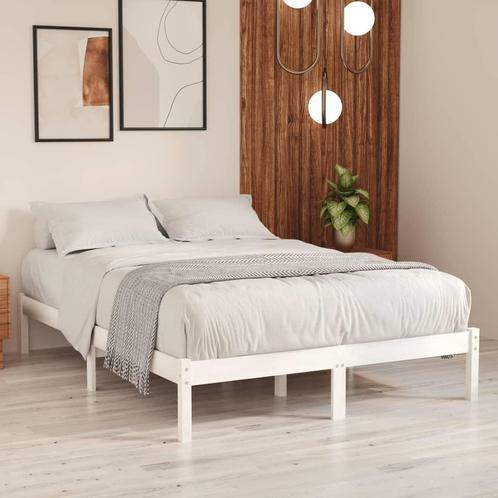 vidaXL Cadre de lit Blanc Bois de pin massif 160x200 cm, Maison & Meubles, Chambre à coucher | Lits, Neuf, Envoi