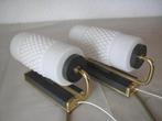 Wandlamp - Metaal, messing, melkglas - Twee wandlampen