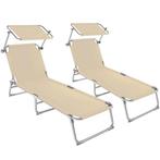 tectake 2 Ligbedden 4 standen - beige, Tuin en Terras, Tuinsets en Loungesets, Verzenden, Nieuw