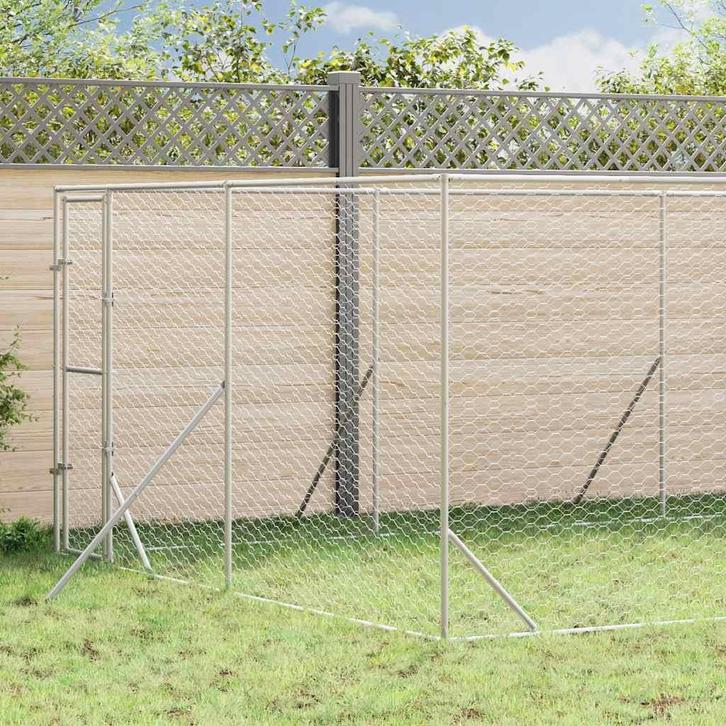 vidaXL Hondenkennel voor buiten 4x16x2 m gegalvaniseerd, Dieren en Toebehoren, Hondenbenches, Nieuw, Verzenden