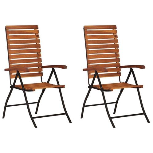 2x Acacia Tuinstoel - Inklapbaar & Verstelbaar | Retour Deal, Tuin en Terras, Tuinstoelen, Nieuw, Hout, Verzenden
