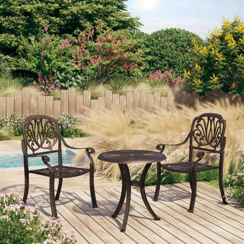 vidaXL Ensemble de bistro 3 pcs Aluminium coulé Bronze, Jardin & Terrasse, Ensembles de jardin, Neuf, Envoi