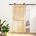 vidaXL Schuifdeur met beslag 100x210 cm massief grenenhout, Doe-het-zelf en Bouw, Deuren en Vliegenramen, Verzenden, Nieuw