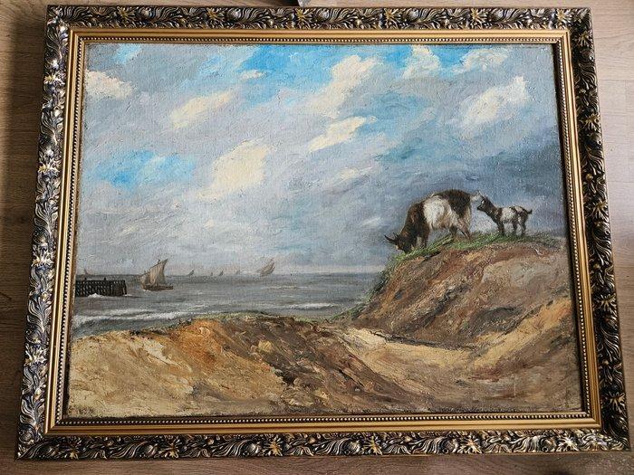 Ch. E. C. van Marcke (XIX) - Belgische marine met aanvarende, Antiek en Kunst, Kunst | Schilderijen | Klassiek