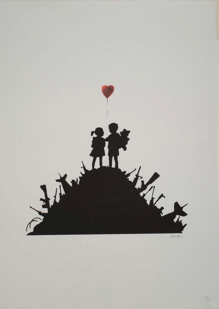 Banksy Offset Lithografie, 50×70 cm, Gecertificeerd, Antiek en Kunst, Kunst | Litho's en Zeefdrukken