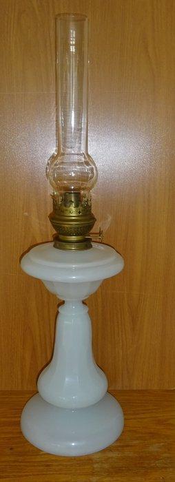 Olielamp (2) - Glas, Koper - Twee oude olielampen, Antiek en Kunst, Curiosa en Brocante