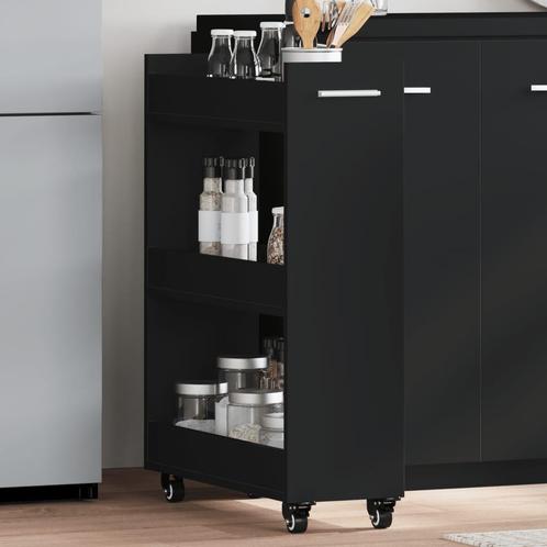 vidaXL Kast met wieltjes 60x22x79 bewerkt hout zwart, Huis en Inrichting, Kasten | Overige, Nieuw, Verzenden