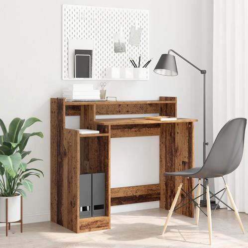 vidaXL Bureau with Desk Lamps met plank met opslag Oud hout, Huis en Inrichting, Bureaus, Nieuw, Verzenden