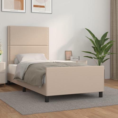 vidaXL Cadre de lit avec tête de lit Cappuccino 100x200, Maison & Meubles, Chambre à coucher | Lits, Neuf, Envoi