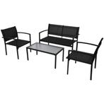 vidaXL 4-delige Loungeset textileen zwart, Tuin en Terras, Verzenden, Nieuw, Loungeset