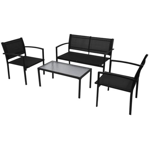 vidaXL 4-delige Loungeset textileen zwart, Tuin en Terras, Tuinsets en Loungesets, Loungeset, Nieuw, Verzenden