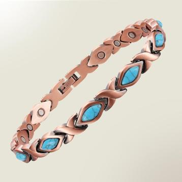 Luxe gezondheidsarmband magnetisch koper – stone turquoise –, Ophalen of Verzenden