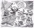 Pentekening Amerika - Schip van de staat (lijst optie), Antiek en Kunst, Verzenden