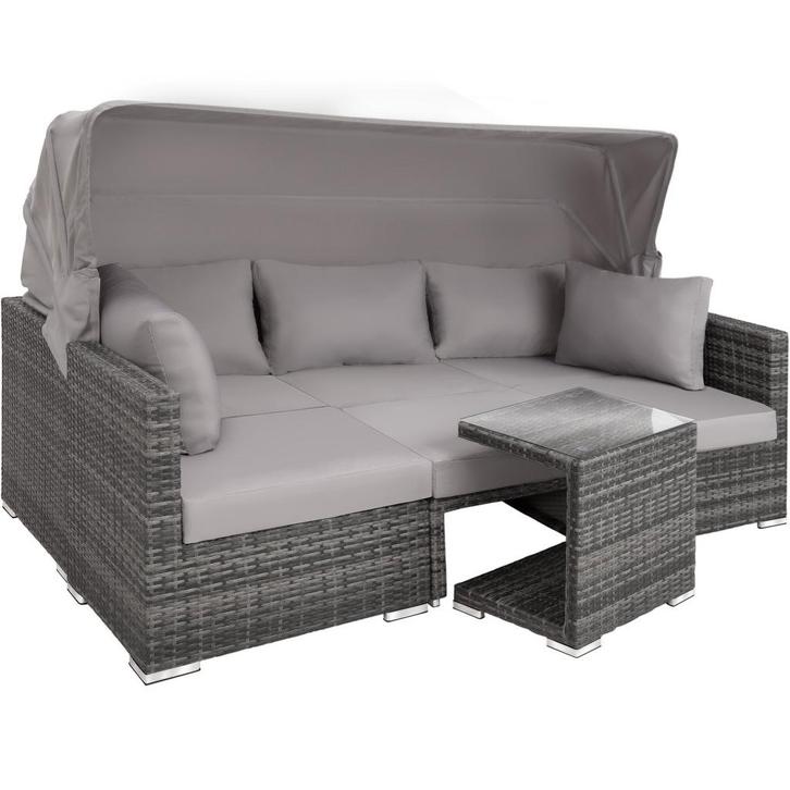 tectake Wicker loungeset San Marino met aluminium frame - gr, Tuin en Terras, Tuinsets en Loungesets, Verzenden
