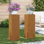 vidaXL Plantenstand 2 pcs Roestig 24 x 24 x 75 cm, Verzenden, Nieuw