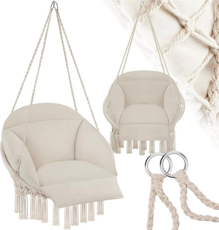 tectake® Hangstoel - Hangende schommel met dikke kussens en, Tuin en Terras, Overige Tuin en Terras, Verzenden