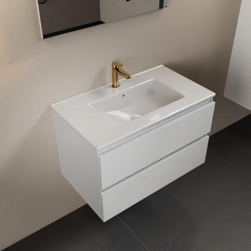 MONDIAZ AIVY 80cm badmeubel Talc, wastafel glanzend wit, Doe-het-zelf en Bouw, Sanitair, Overige typen, Nieuw, Ophalen of Verzenden