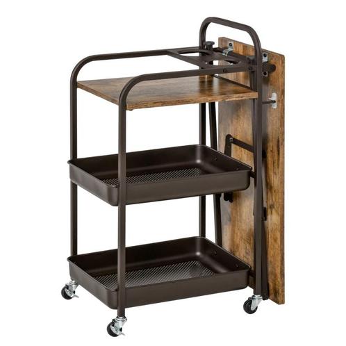 TRUUSK Keukentrolley Met Klaptafel Bruin Zwart 118 Cm X 36,5, Huis en Inrichting, Keuken | Keukenelementen, Verzenden