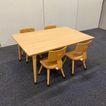 Complete schoolset, 1x tafel + 4 stoeltjes, peuter/kleuter
