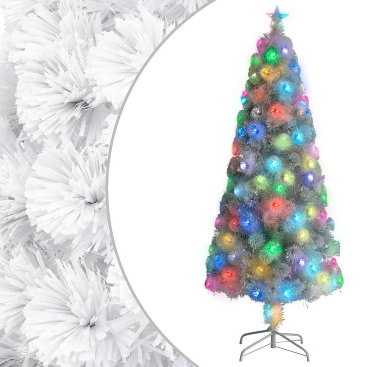 vidaXL Kunstkerstboom met verlichting 180 cm glasvezel wit, Diversen, Kerst, Nieuw, Verzenden
