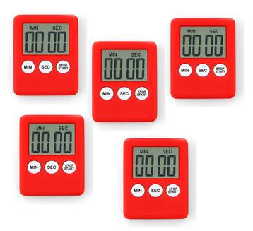 Set van 5 digitale timers, kookwekkers, alarmklokken rood beschikbaar voor biedingen