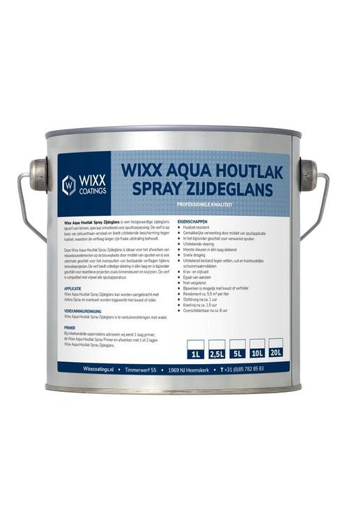 Wixx Aqua Houtlak Spray Zijdeglans Mengkleur 2.5L, Doe-het-zelf en Bouw, Verf, Beits en Lak, Nieuw, Verzenden