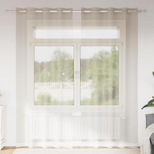 vidaXL Gordijnen met gordijnen 2 pcs Zand 140 x 260 cm, Huis en Inrichting, Stoffering | Gordijnen en Lamellen, Nieuw, Verzenden