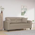 vidaXL Tweezitsbank met kussens 140 cm microvezelstof taupe, Huis en Inrichting, Zetels | Zetels, Verzenden, Nieuw