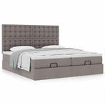 vidaXL Bedframe met matrassen 200x200cm stof taupe, Huis en Inrichting, Slaapkamer | Bedden, Verzenden, Nieuw