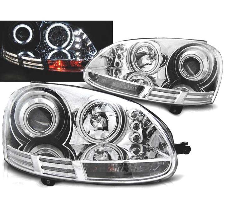 Phares Pour Volkswagen Vw Golf 5 03-09 Angel Eyes Ccfl Chrom, Auto-onderdelen, Verlichting, Verzenden