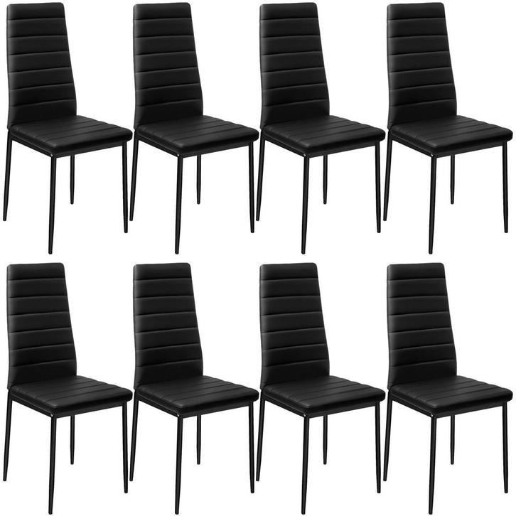 tectake Eetkamerstoelen, kunstleer - zwart, Set van 8, Huis en Inrichting, Stoelen, Verzenden