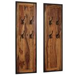 vidaXL Portemanteaux 2 pcs Bois solide de Sesham, Huis en Inrichting, Woonaccessoires | Kapstokken, Verzenden