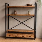 Boekenkast Mangohout Britt 180 cm, 150 tot 200 cm, Nieuw, Industriële meubels, 25 tot 50 cm