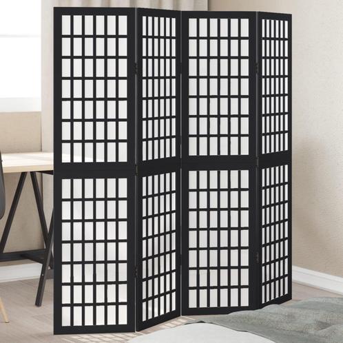 vidaXL Kamerscherm met 4 panelen massief paulowniahout zwart, Huis en Inrichting, Woonaccessoires | Overige, Nieuw, Verzenden