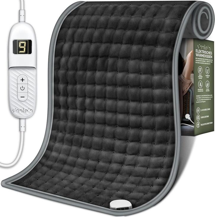 Warmtekussen - Elektrisch kussen - 30x60 cm - Antraciet - Si, Huis en Inrichting, Woonaccessoires | Kussens, Nieuw, Verzenden