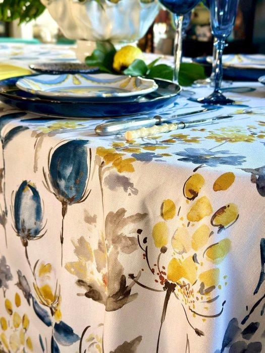 Oliegeschilderde bloemenprint tafelkleed voor ruime tafels., Antiek en Kunst, Curiosa en Brocante